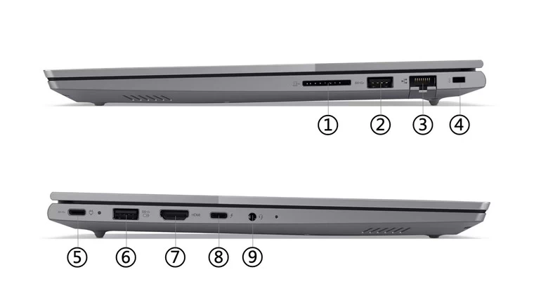 USB 3.2 Gen 1, USB-C 3.2 Gen 2 có hỗ trợ DisplayPort 1.4, ThunderBolt 4, HDMI 2.1, Ethernet, và jack cắm âm thanh, khe thẻ SD