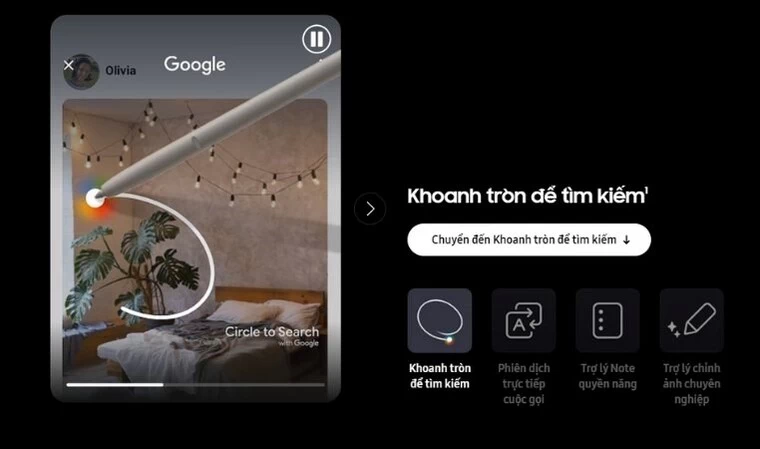 Khoanh tròn vùng cần search hỗ trợ tìm kiếm nhanh chóng hoặc hỗ trợ các tính năng khác cho đối tượng đã khoanh tròn.